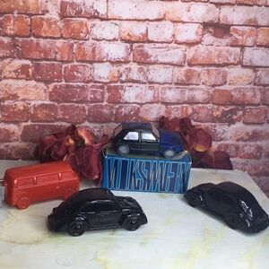 Vintage 80s Avon Volkswagen Collectible Glass Cologne Bottle Set